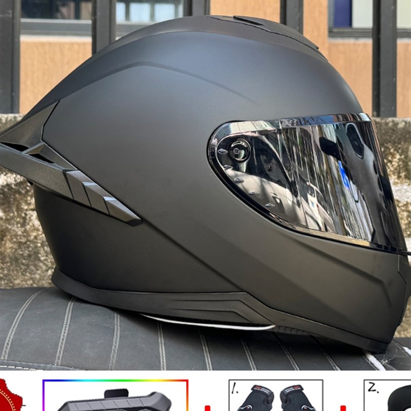 GSB新摩托车头盔男女蓝牙全盔双镜片机车跑车趴赛新国标3C认证A1