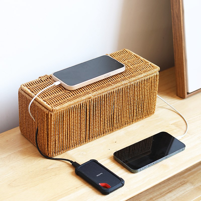 理线排插收纳盒插排数据线充电器插线板电视机柜机顶盒桌面集线盒