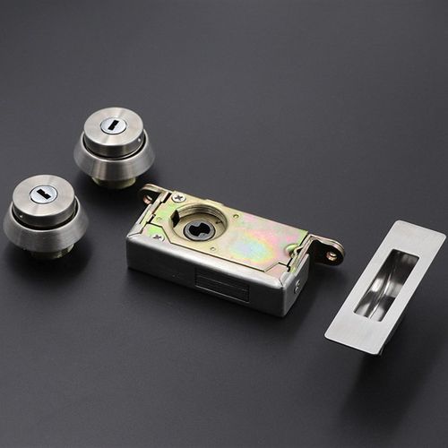 301有框玻璃门地锁铝合金不锈钢门锁圆头落地锁插地锁平头锁