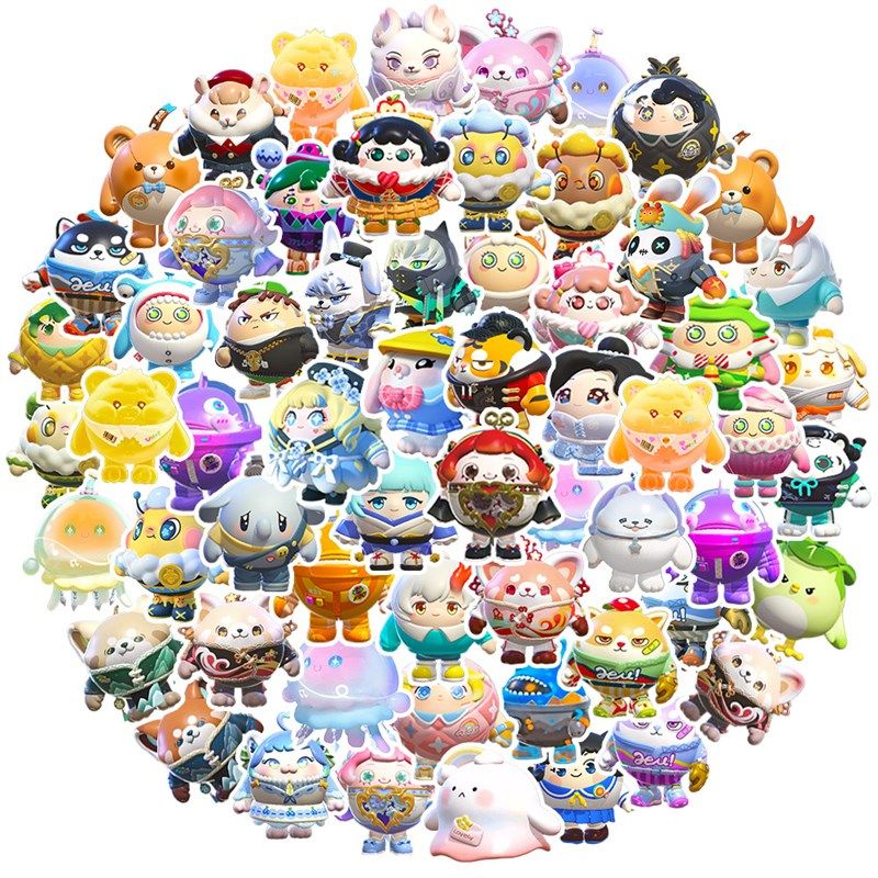 新60张Q版蛋仔派对游戏卡通贴纸装饰笔记本头盔相框画手账保温杯