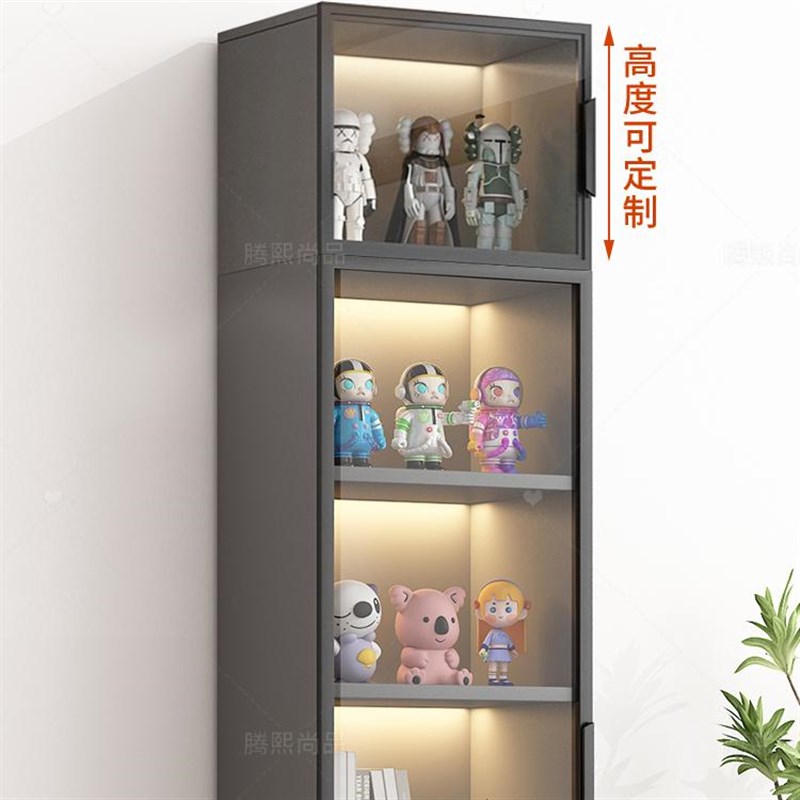 书架带玻璃门痛柜手办展示柜防尘模型摆件客厅陈列柜储物收纳柜子