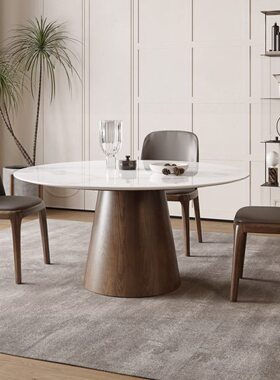 北欧实木岩板餐桌子简约现代小户型白蜡木长方形家用吃饭桌椅组合