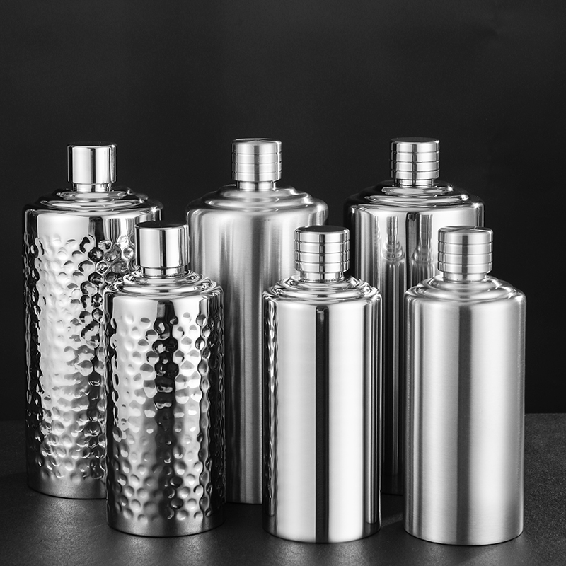 新款高档304酒壶不锈钢金属家用白酒瓶1斤2户外随身便携加厚酒具