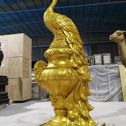 砂岩浮雕玻璃钢雕塑孔雀圆雕园林景观别墅酒店庭院高档装饰雕塑