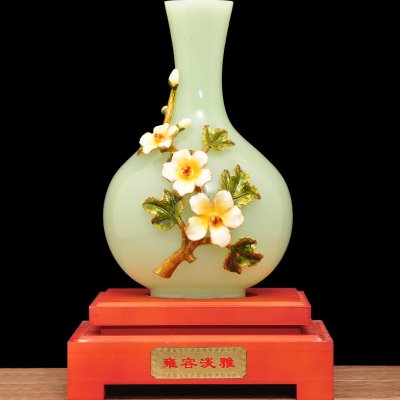 琉璃雍容淡雅花瓶带罩摆件家居客厅酒柜卧室装饰送朋友乔迁礼品