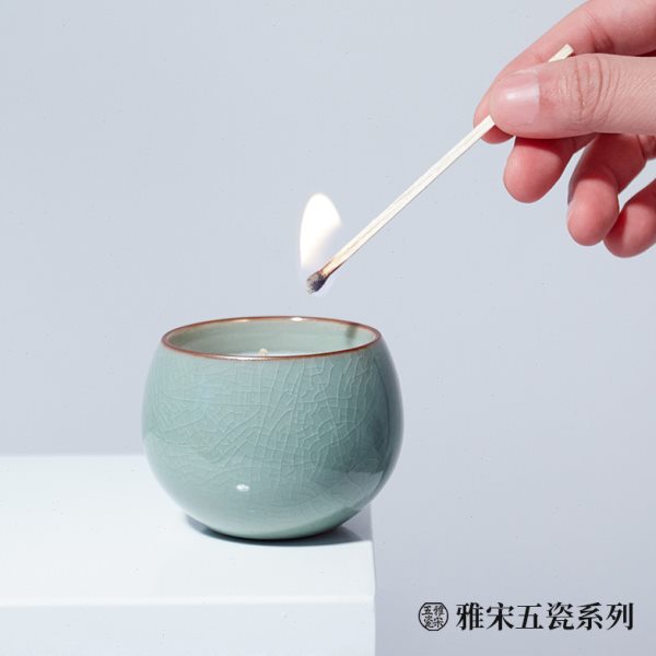 黑爪「雅宋五瓷」香薰蜡烛家用室内持久哥瓷茶香中式淡雅卧室送礼