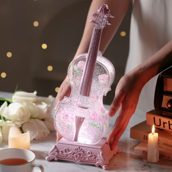 小提琴蓝牙飘雪花音乐盒八音盒公主水晶球女童女生小女孩生日礼物
