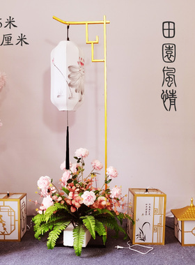 婚庆用品婚礼装饰道具摆件仿古铁艺宫灯手绘灯笼弯钩中式路引灯