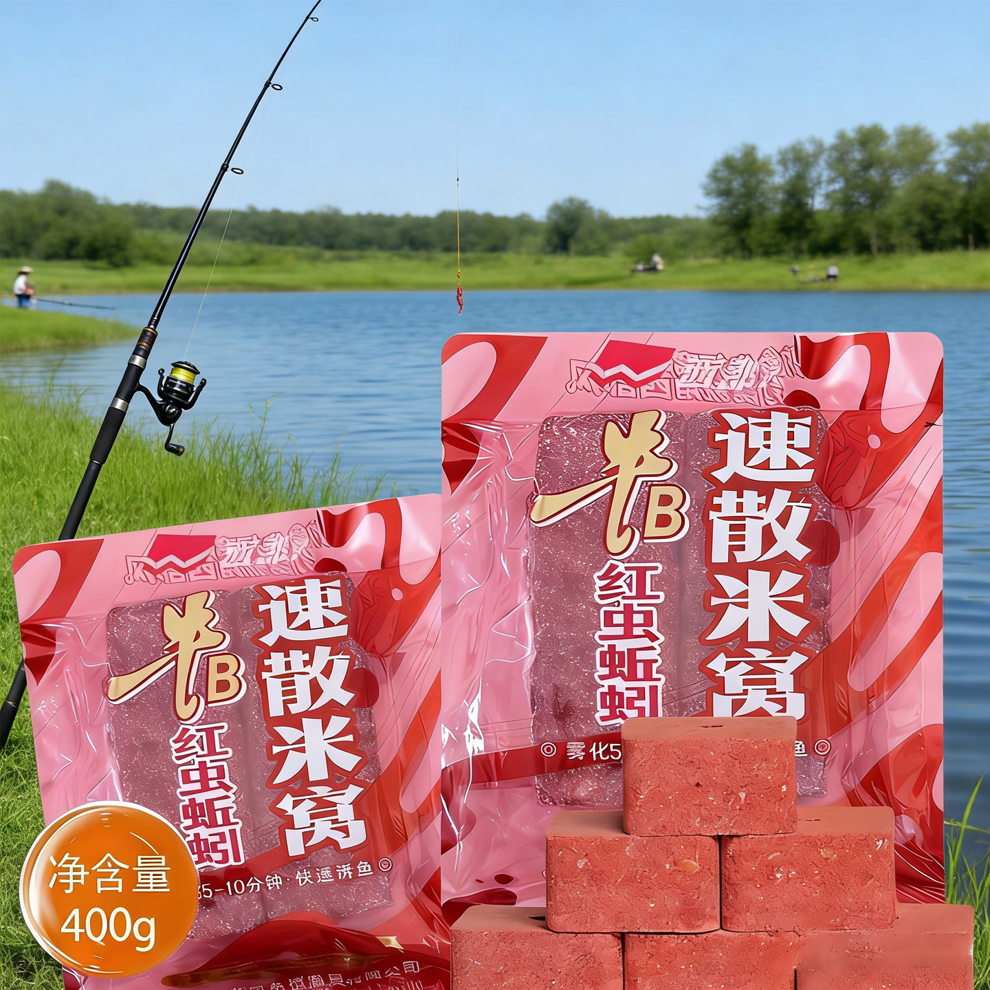 西部风牛B红虫蚯蚓方块饵秋冬野钓速散米窝打窝持久爆护鱼饵料