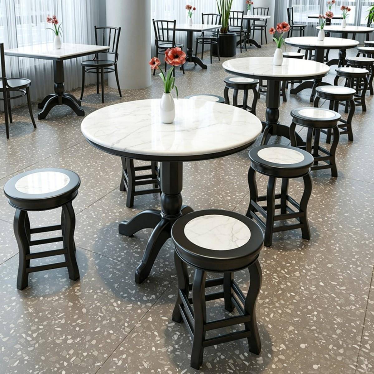 出口马来西亚南洋风茶餐厅桌椅咖啡厅桌椅实木中西餐厅桌椅组合