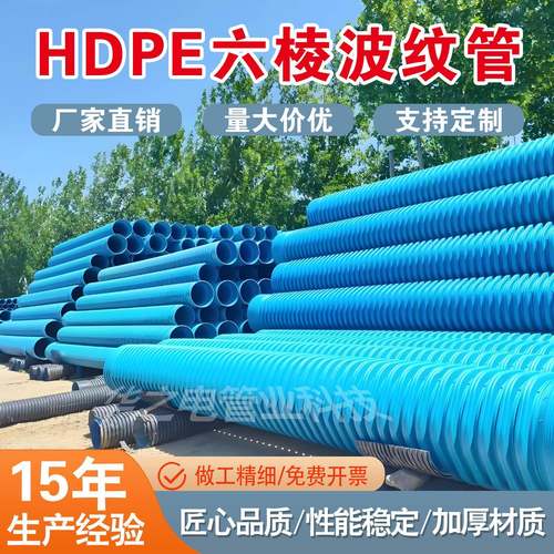 HDPE-IW六棱管厂家改性聚乙烯增强六棱结构壁波纹管SN8六棱管道