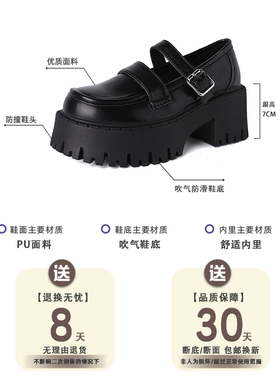 复古单鞋女士2023年冬季新款时尚洋派百搭厚底玛S丽珍皮鞋is潮流