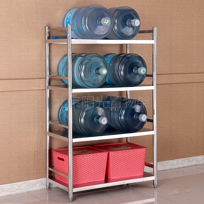 不锈钢厨房置物架三层微波炉烤箱架四H层落地收纳储物放锅碗碟架