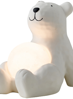 可爱熊小夜灯s充电拍拍灯儿童房卧室床头灯北欧治W愈系装饰摆件