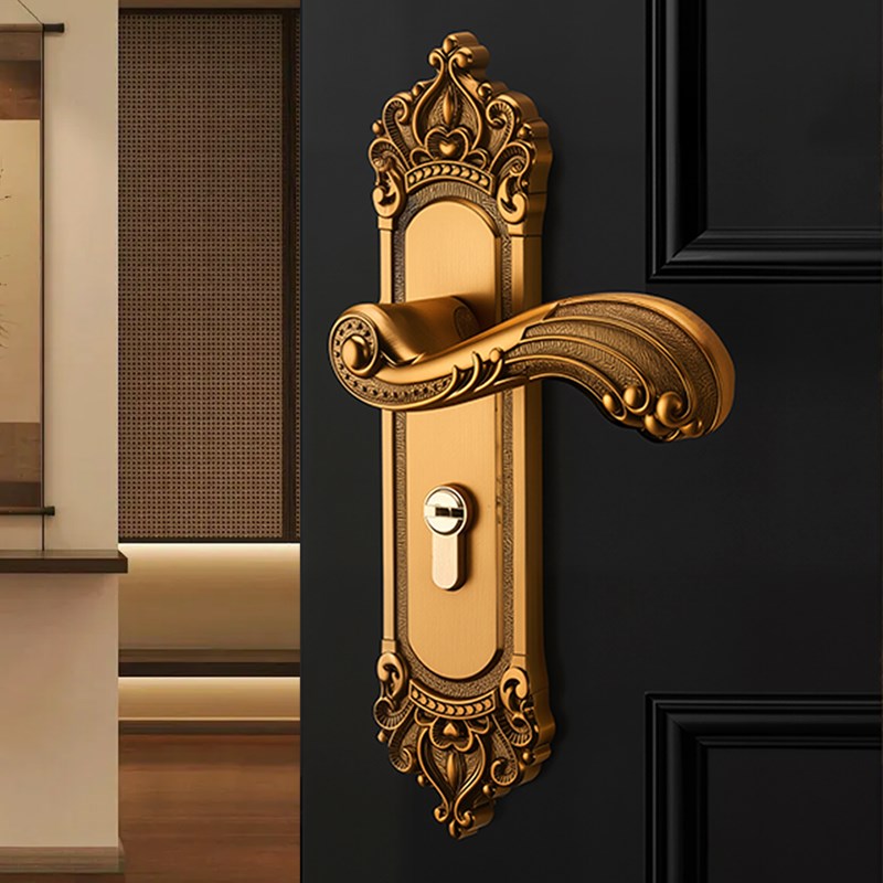 欧式卧室门锁家用通n用型室内房门木门铝合金门把手机械门锁静音