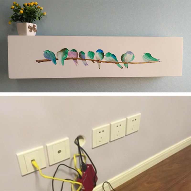 座遮挡盒网线g电视线插板壁挂收纳盒背景墙置物架免打孔遮丑装饰