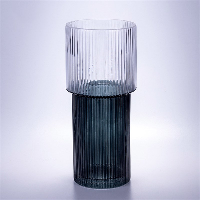 简约欧式彩色条纹手工玻璃插花瓶家居家桌面M卧室电视柜子软装饰