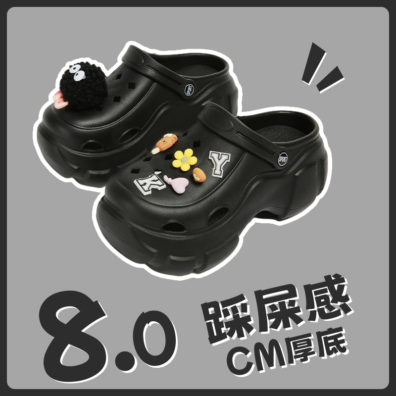 网红爆款厚底洞洞鞋女款夏季外穿增高F2025新款沙滩包头凉拖鞋