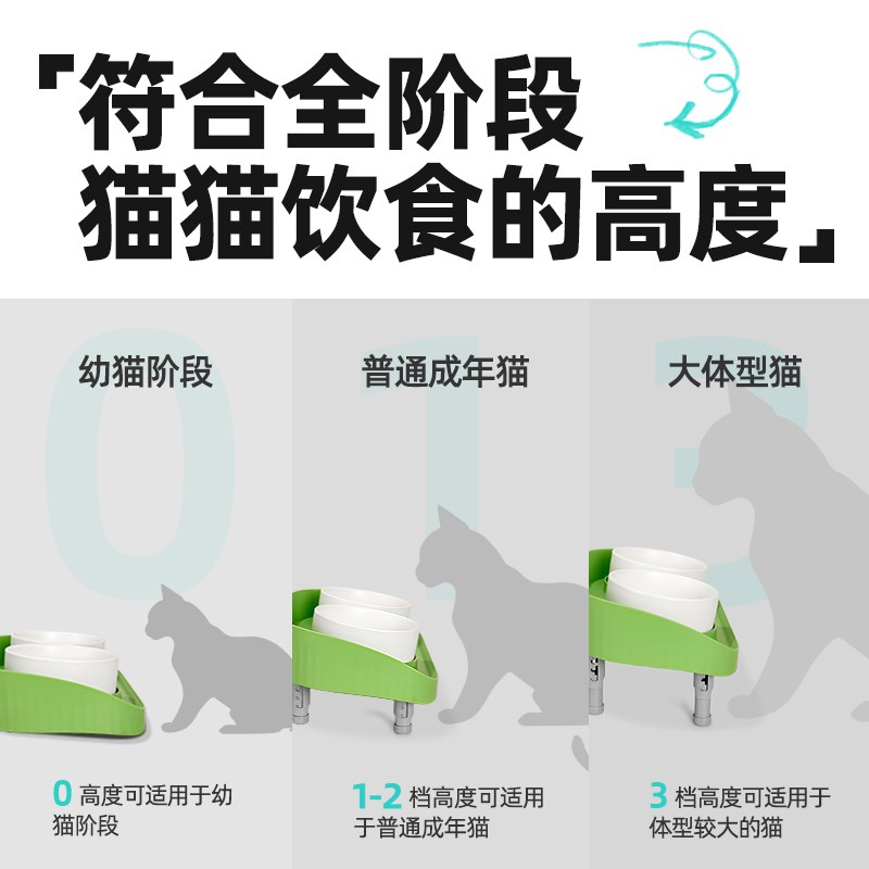 陶瓷猫碗猫食盆猫咪饭碗用品大全狗盆狗狗碗猫粮水碗宠物斜口双碗