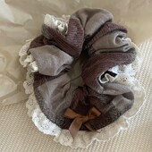 子大肠发圈扎发皮筋发绳 美拉德学院风格 格林少女 蕾丝格纹发圈