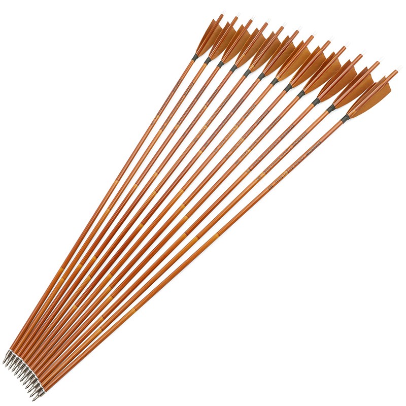 真羽竹纹混碳箭5英m寸火鸡羽碳箭传统美猎复合反曲弓练习箭馆真羽