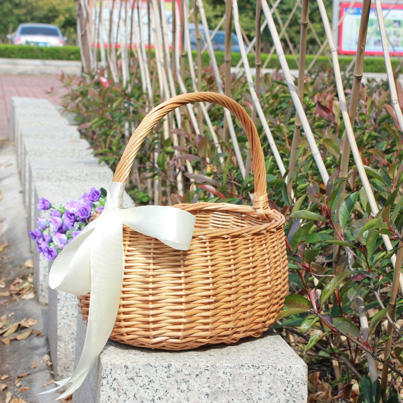 PH2Y柳编藤编收纳篮花篮装饰篮小朋友手提篮采R花篮插花拍照大书