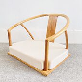 日式 矮椅子白坯老榆木圈椅实木榻榻米主人椅 飘窗椅无腿靠背椅中式