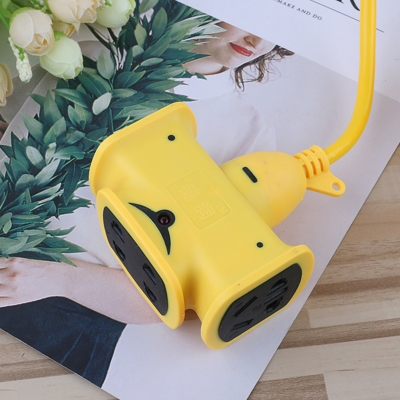 电动车充电带f线电源地拖插座包胶防摔绝缘接插线板防摔插排插座