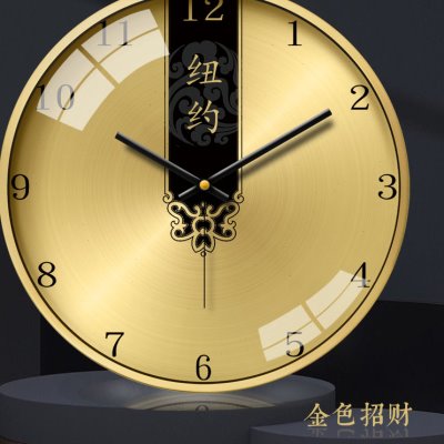 中式酒店宾馆大堂前台金色奢华挂钟世界时区创意时钟复古石英钟表