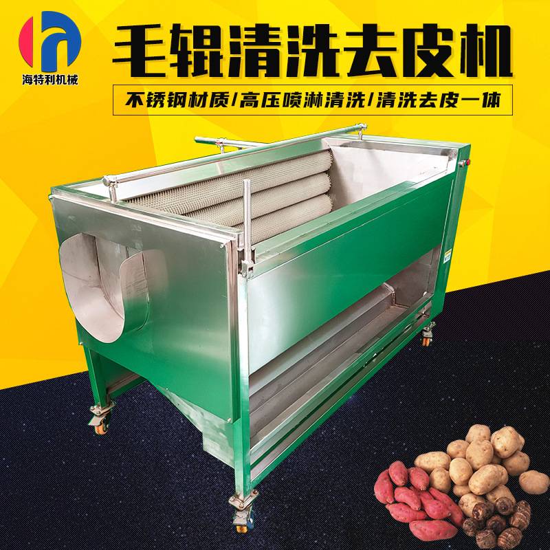 全自动毛辊清洗机鲜黄姜清洗机海蛎子去泥清洗设备果蔬去皮清洗机