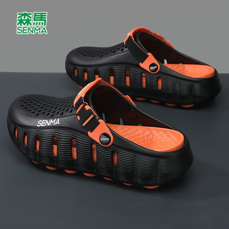 森马洞洞鞋男夏季2026新款外穿包头拖鞋开车厚底大码沙滩凉鞋男款