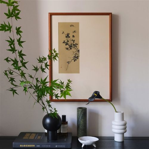 燕衔春禧新中式电表箱挂画禅意书房茶室墙饰实木画框好寓意装饰画