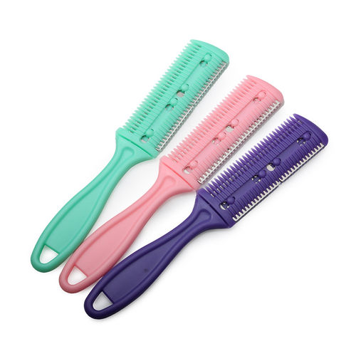 DIY专用热卖不锈钢双面刀片削发梳子/打薄削短/成人儿童理发刀