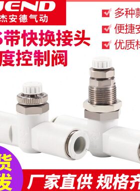 管道节流阀气管快速接头AS1001F/2001F/3001F隔板安装式调速阀