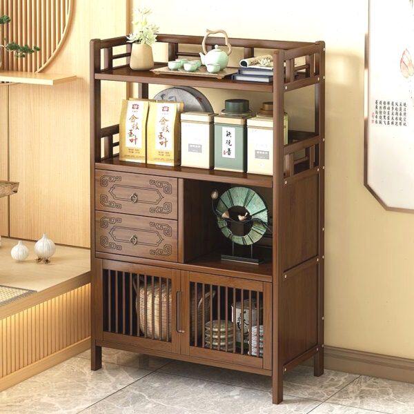 中式茶水柜茶架阳台置物架茶桌边柜沙发边几茶柜架茶具茶叶收纳柜