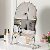 轻奢化妆镜卧室桌面铁艺学生宿舍梳妆镜子家用复古随身便携美妆镜