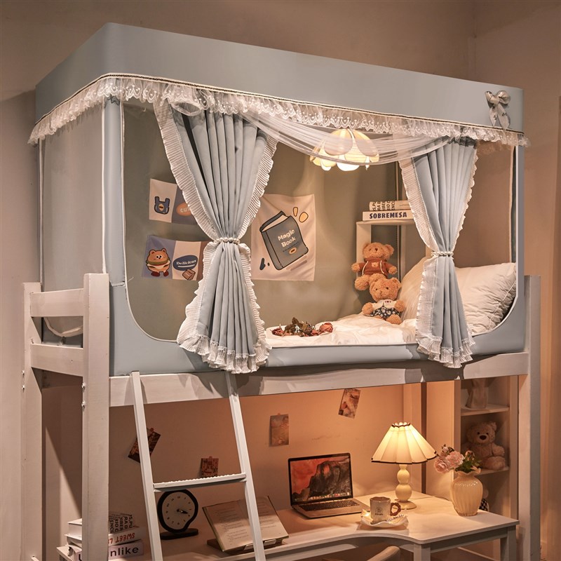 2025新款蚊g帐大学生宿舍专用一体式遮光床帘上铺下铺通用公主风