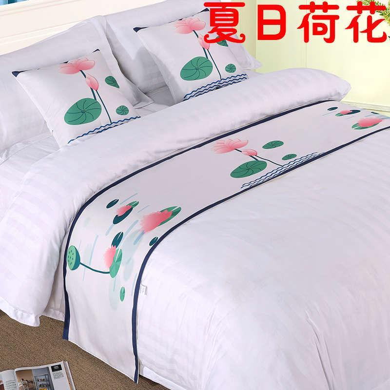 碧谊宾馆酒店床上用品布草高档床尾巾床旗床尾垫V床盖床尾装饰条