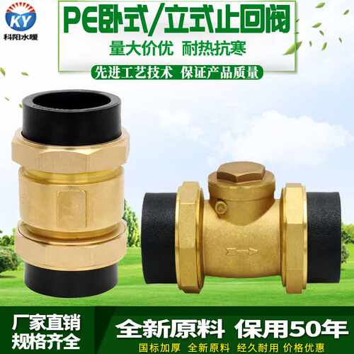 PE黄铜止回阀4/6分1寸卧式立式止阀内外丝水管道单向阀DN40/50/63