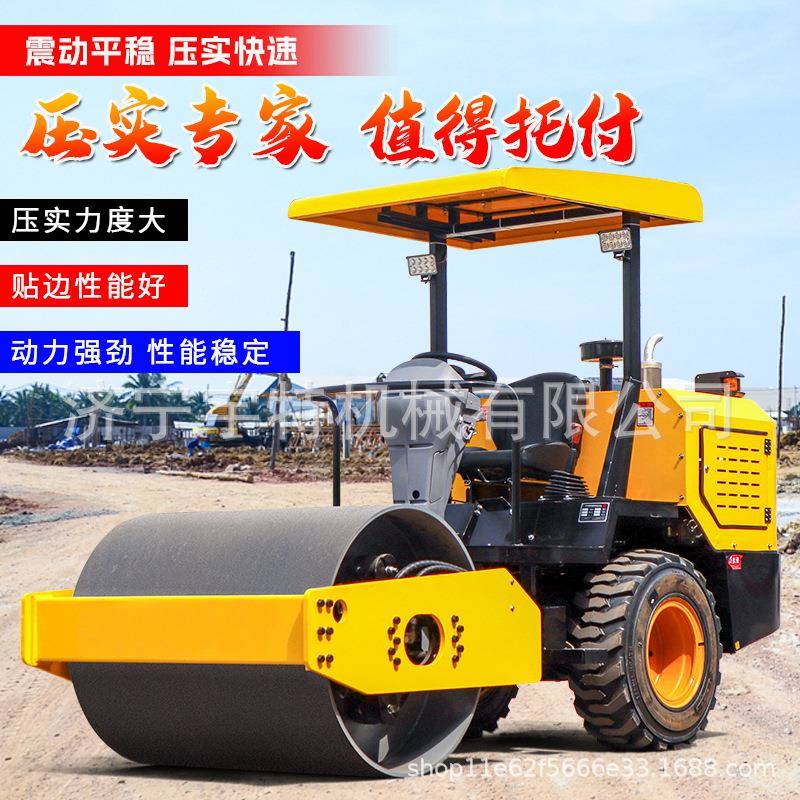 小型压路机1吨3吨手扶座驾式液压震动单双钢轮微型草坪压实压土机