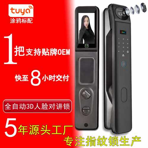涂鸦指纹锁人脸识别智能门锁全自动可视涂鸦指纹密码锁入户门