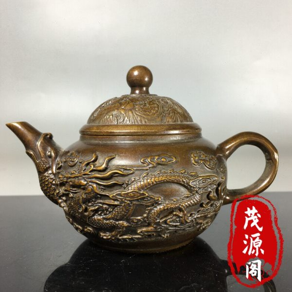 仿古老式纯铜龙凤酒壶怀旧老式铜壶茶壶水壶手把壶家居茶道摆件