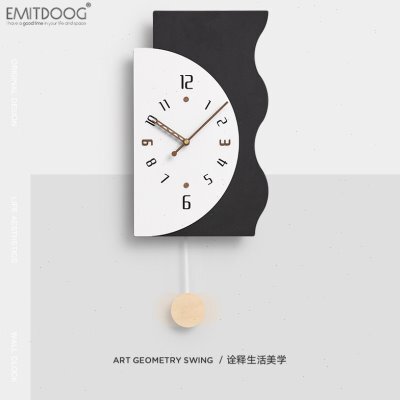 EMITDOOG免打孔钟表挂钟客厅2023新款装饰墙时尚家用时钟现代简约