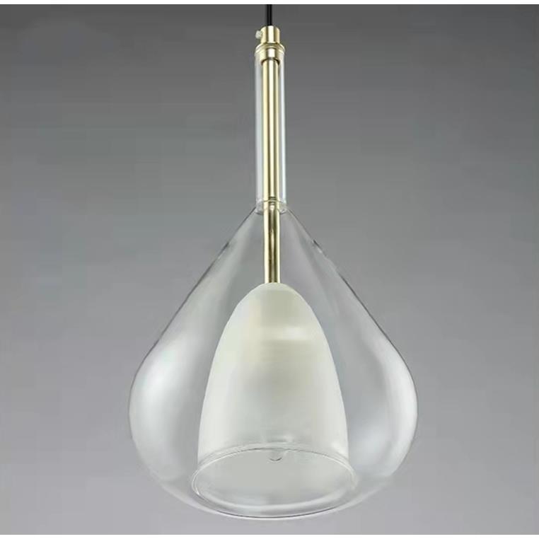 后现代北欧简约家居餐厅床头卧室锥圆形玻璃砂金属小吊灯