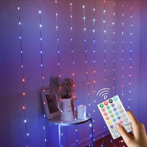 新款RGB幻彩皮线窗帘灯圣诞庭院节日户外装饰led灯串灯带