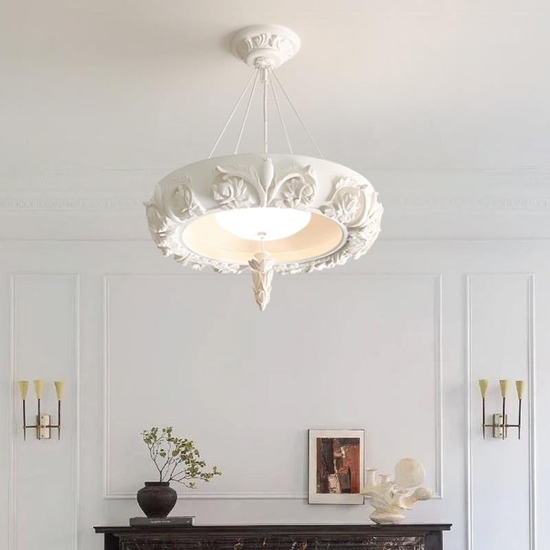 Athena法式吊灯设计师雕花石膏轻奢复古客厅卧室主灯创意餐厅灯具