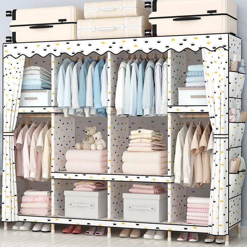 简易布衣柜实木组装家用卧室出租房结实耐用儿童单人经济型挂衣架