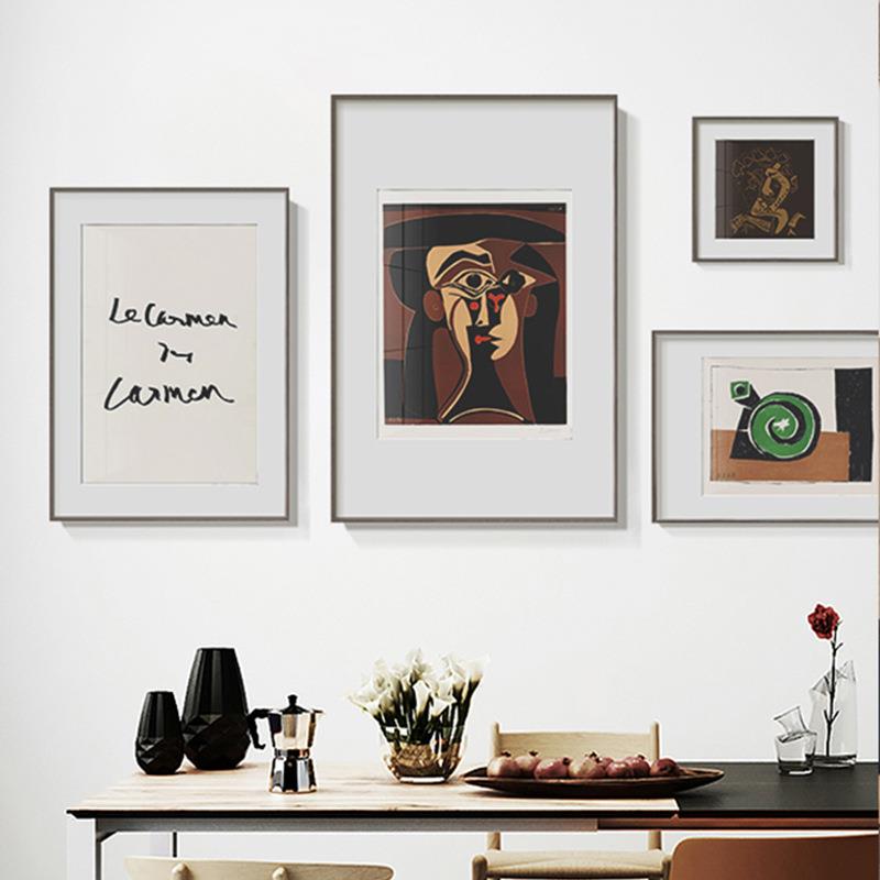 现代简约组合抽象装饰画北欧小众艺术黑白字母挂画毕加索壁画摆画