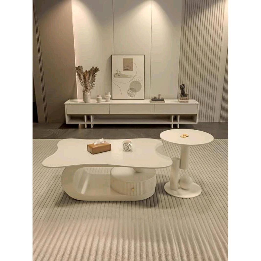 意式轻奢极简岩板茶几现代简约小户型客厅家用茶桌高级感茶几组合