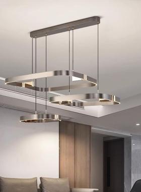 新款现代简约高端灰色客厅吊灯全光谱护眼高级感艺术卧室吊线灯具
